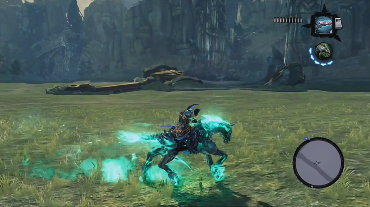 [07/10/2013] In Darksiders 2 steht uns unser Pferd Verzweiflung treu zur Seite. Dabei jagt es uns aber durch sein gruseliges Aussehen - verwesender Körper, grüne, leuchtende Augen und Geistermähne - gehörig Angst ein.
