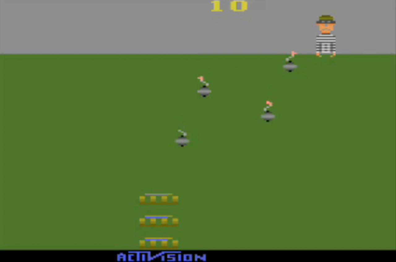 [14/10/2013] Kaboom! (1981, Atari) - Der vielsagende Titel verrät, dass es Bomben geht! Ihr müsst sie auffangen, um nicht in die Luft zu fliegen.
