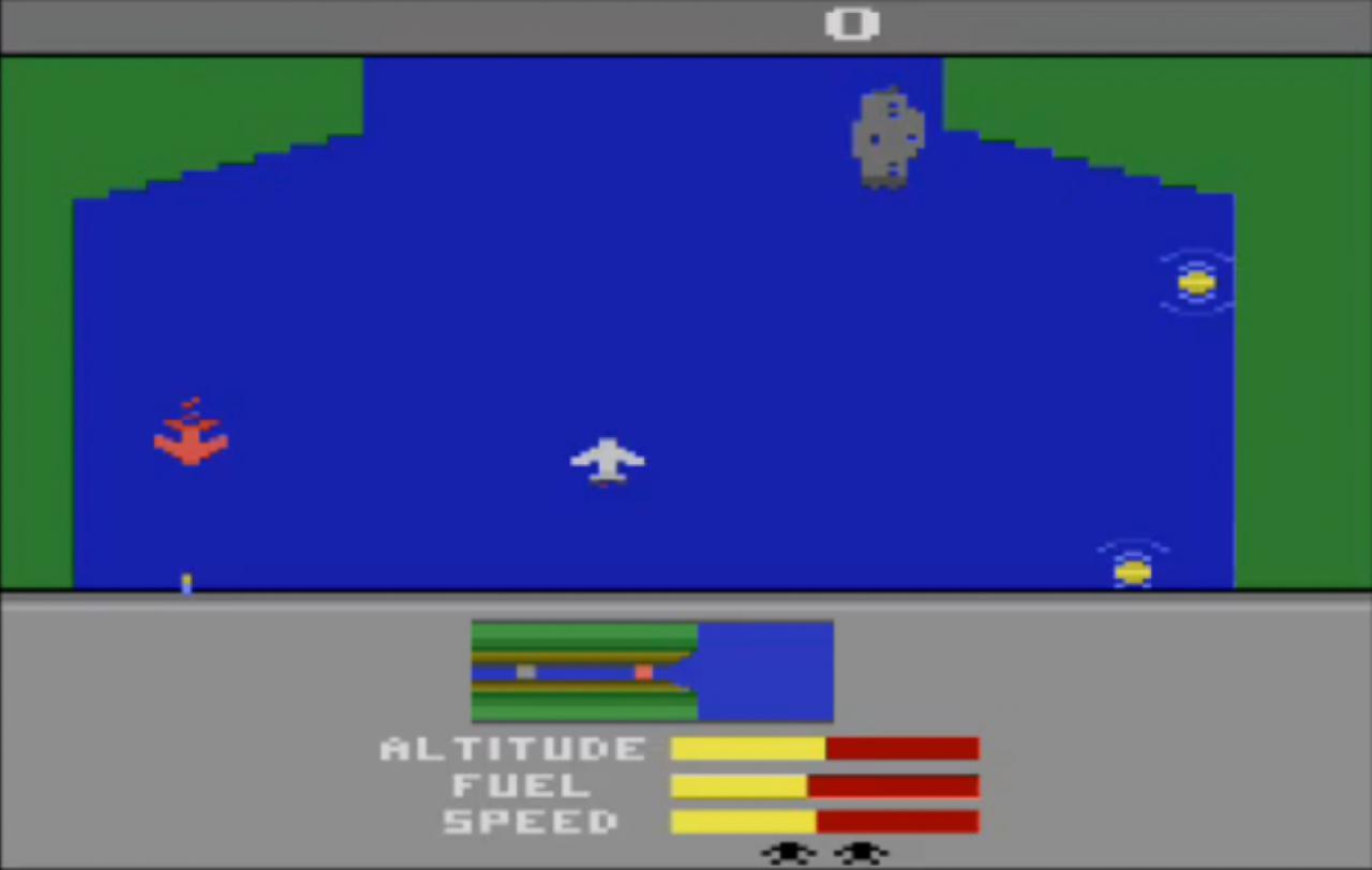 [14/10/2013] River Raid (1982, ZX Spectrum, Atari, C64, C128, Colesco Vision) - Aufgrund von pixeliger Gewalt war der Flugzeugshooter bis 2002 indiziert. Es galt mit einem Flugzeug feindliche Panzer und Brücken zu zerstören.