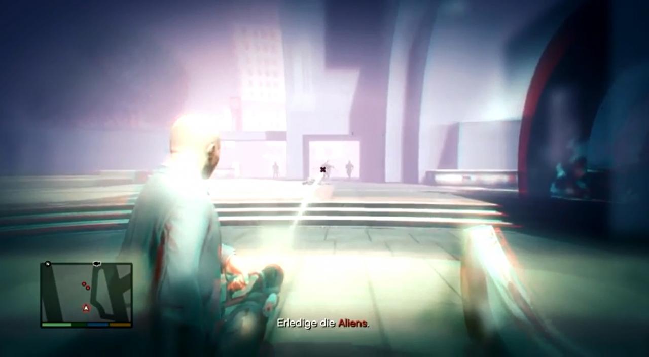 [18/10/2013] SPOILERWARNUNG: In der Nebenquest Graswurzeln in GTA 5 müsst ihr berauscht (nach dem Genuss eines Joints) Aliens abschießen. Viel verrückter geht es eigentlich kaum.