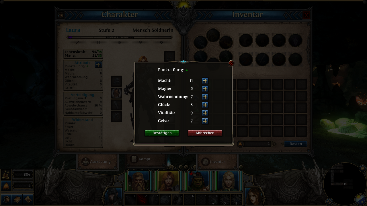 [29/11/2013] Might & Magic X: Legacy im Early-Access-Check (V.1.2.2)Pro Levelaufstieg könnt ihr vier Punkte auf eure Attribute verteilen.