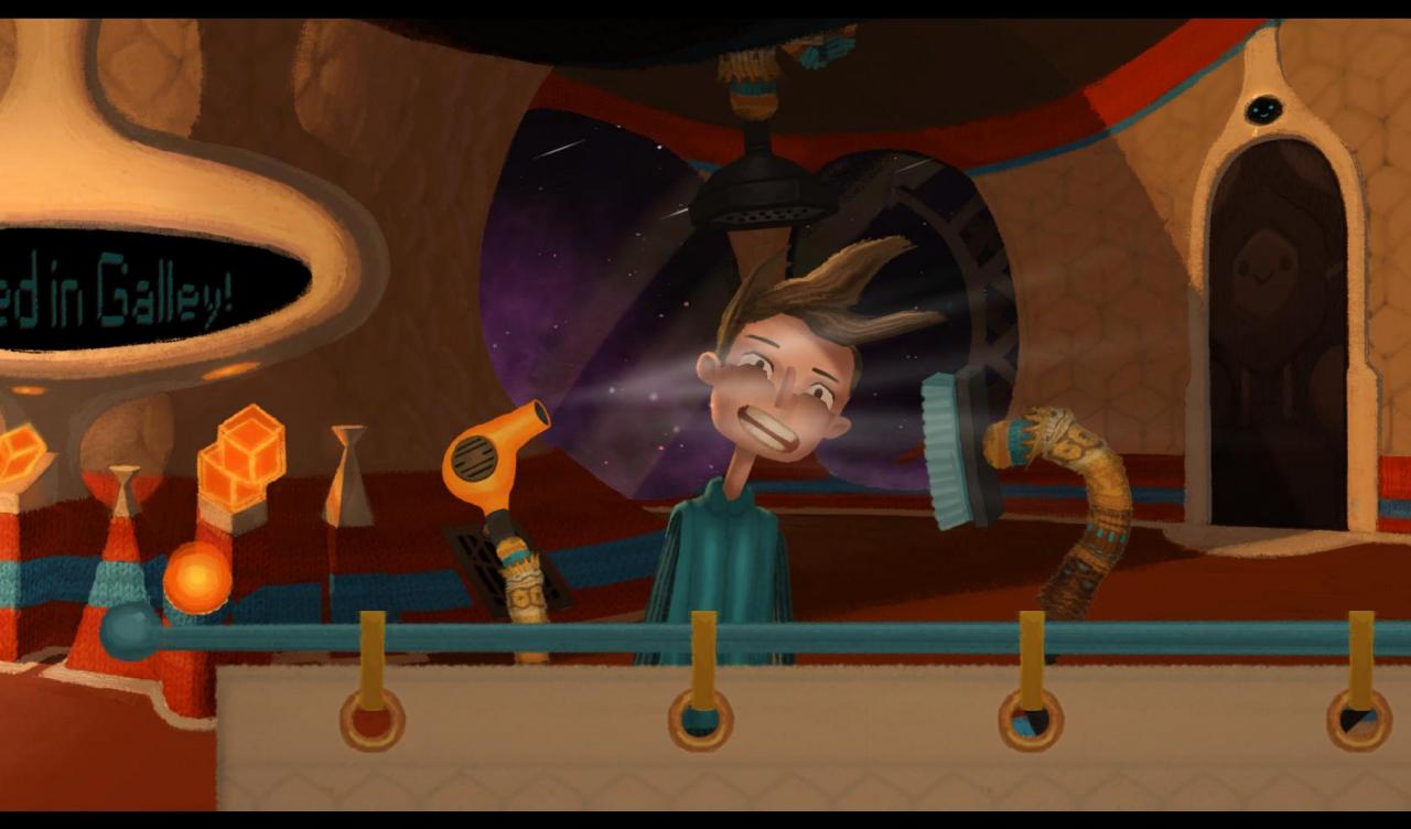 [08/12/2013] Während ihr in Broken Age natürlich zunächst in eine völlig neue Welt eintaucht, gibt es auch den Weltraum-Part mit dem Jungen Shae. Dieser möchte echte Abenteuer erleben, während ihn sein Schiff vor den Gefahren schützen will. Nachdem er auf eine mysteriöse Person trifft, beginnt für ihn endlich sein lang erhoffter Traum.