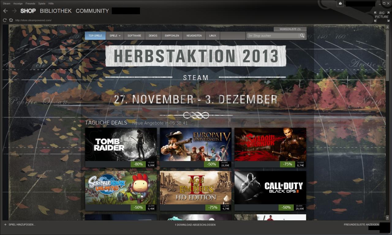 [10/12/2013] Steam veranstaltet schon lange und regelmäßig Sonderaktionen mit starker Rabattierung von Spielen.Dieses Beispiel hat nun in Form des Humble Bundles Schule gemacht.