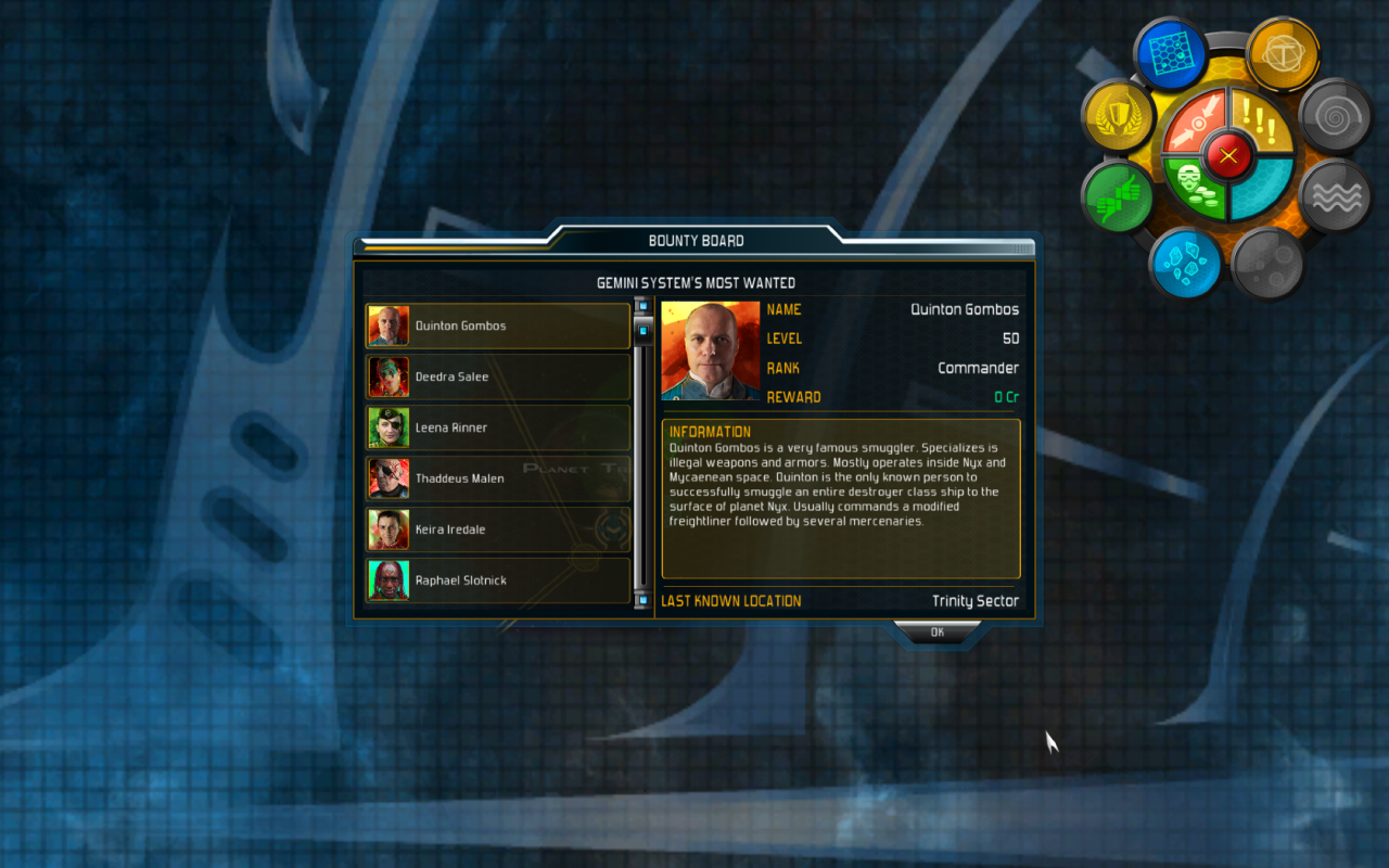 [02/12/2013] Starpoint Gemini 2 (Early Access): Steckbriefe für Kopfgeldjagen sind zwar schon ausgeschrieben, allerdings fehlen in der aktuellen Version 0.6001 noch die Belohnungen dafür.