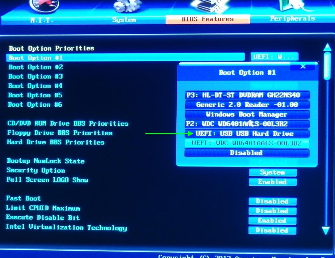 [27/12/2013] Booten per UEFI einstellen: je nach Mainboard kann dies anders aussehen
