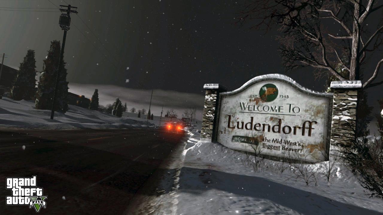 [20/12/2013] Grand Theft Auto 5 führt uns im Verlaufe der Handlung immer mal wieder ins verschneite North Yankton. Bereits im Prolog des Spiels finden wir uns auf vereisten Straßen wieder und bewundern unter Schneemassen begrabene Felder und Dörfer. Wunderschön.