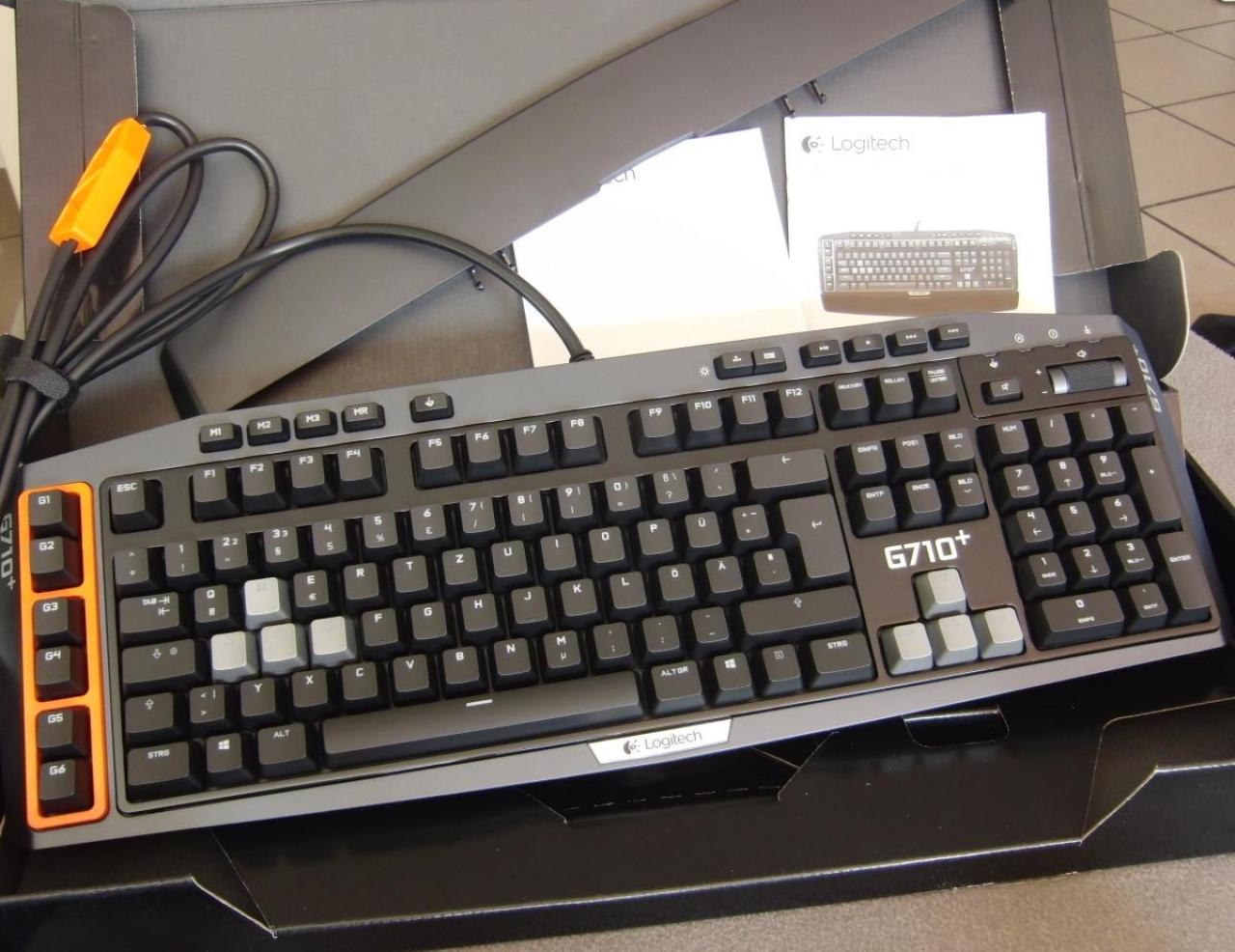 [23/01/2014] Unser Autor hat sich die Logitech G710+ näher angesehen. Die Handballenablage ist oben im Bild zu sehen.