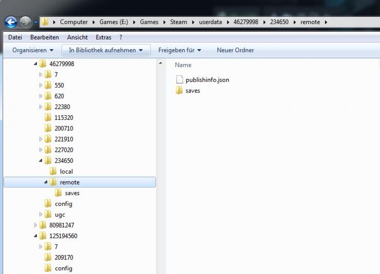 [31/01/2014] Unter Steam verstecken sich Savegames im Userdata-Ordner. Doch auch hier bringt eine Suche nach dem Spielenamen wenig. Man muss nämlich nach der ID des Spiels suchen.