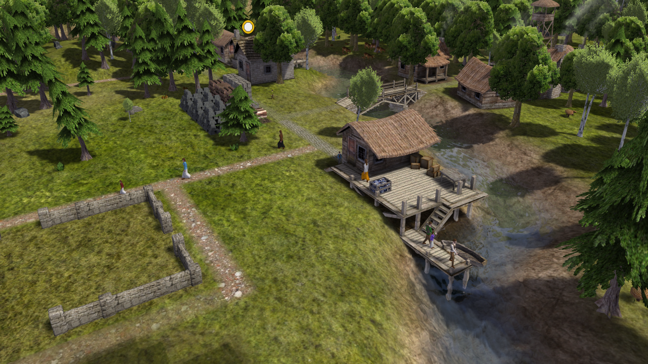 [21/02/2014] Banished: Auf dem Steg steht eine prall gefüllte Kiste mit Fischen - wie viele das sind, lässt sich aber nicht anzeigen.