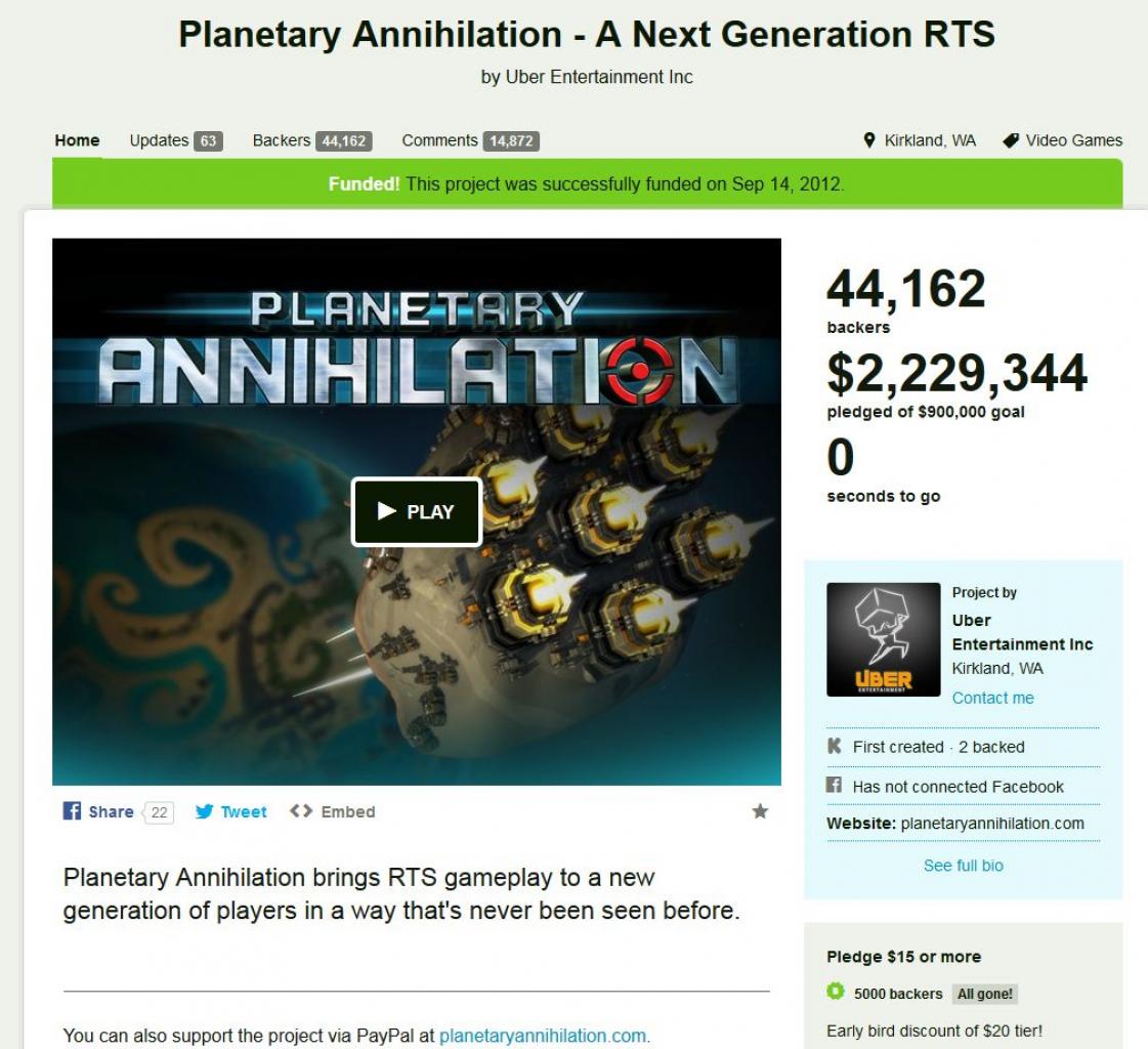 [19/02/2014] Um die Kickstarter-Unterstützer nicht vor den Kopf zu stoßen, verlangte Entwickler Uber Entertainment über 80 Euro für die Early-Access-Alpha von Planetary Annihilation auf Steam.