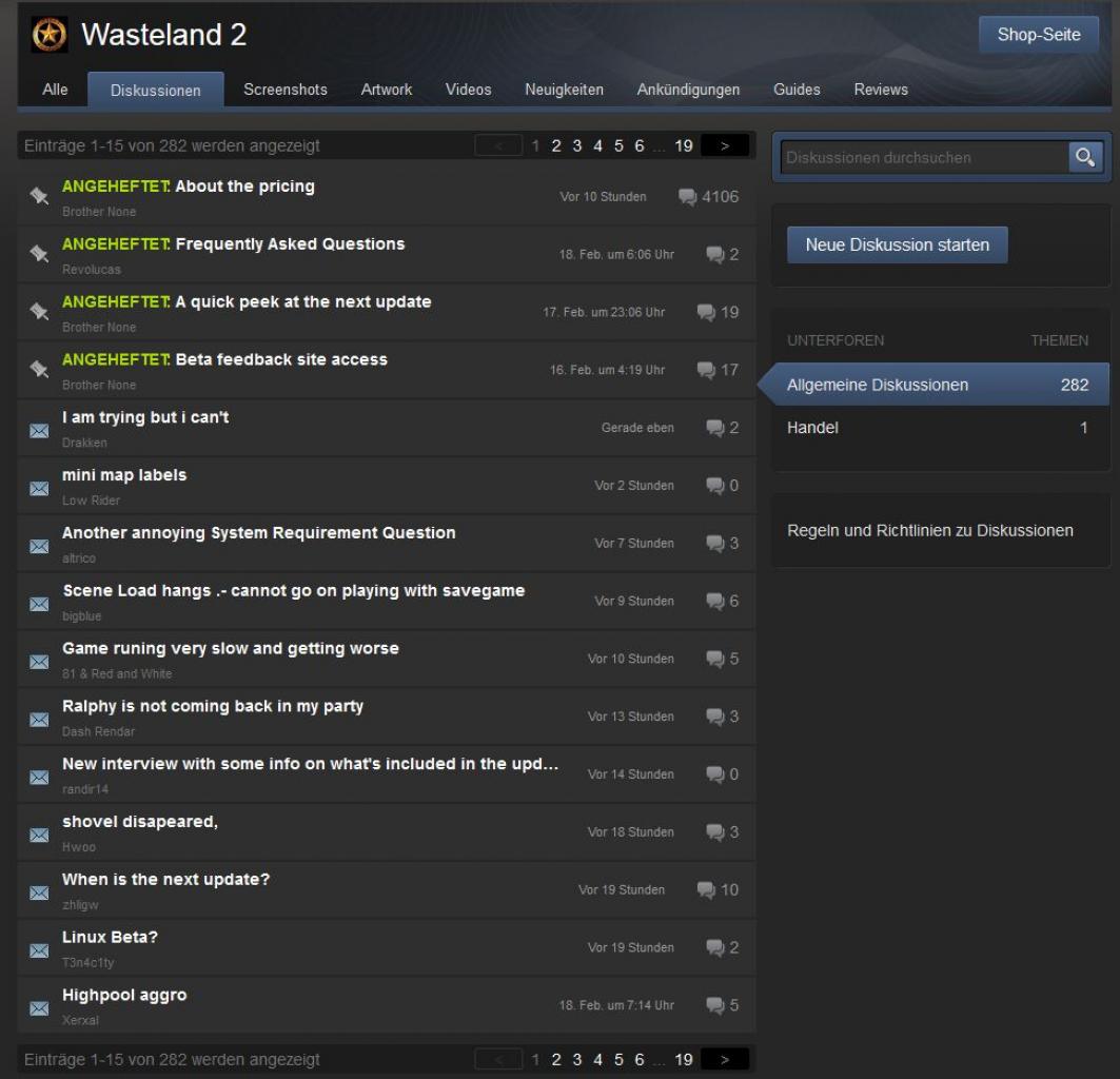 [19/02/2014] Spieler und Entwickler tauschen sich meist per Forum aus.