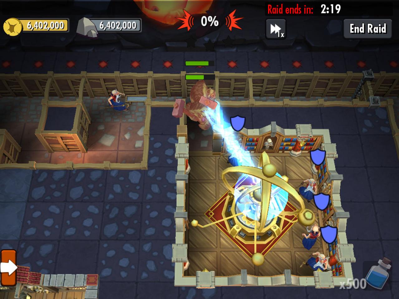 [03/02/2014] In Raids hat man kaum Kontrolle, Gebäude schießen automatisch auf Monster.