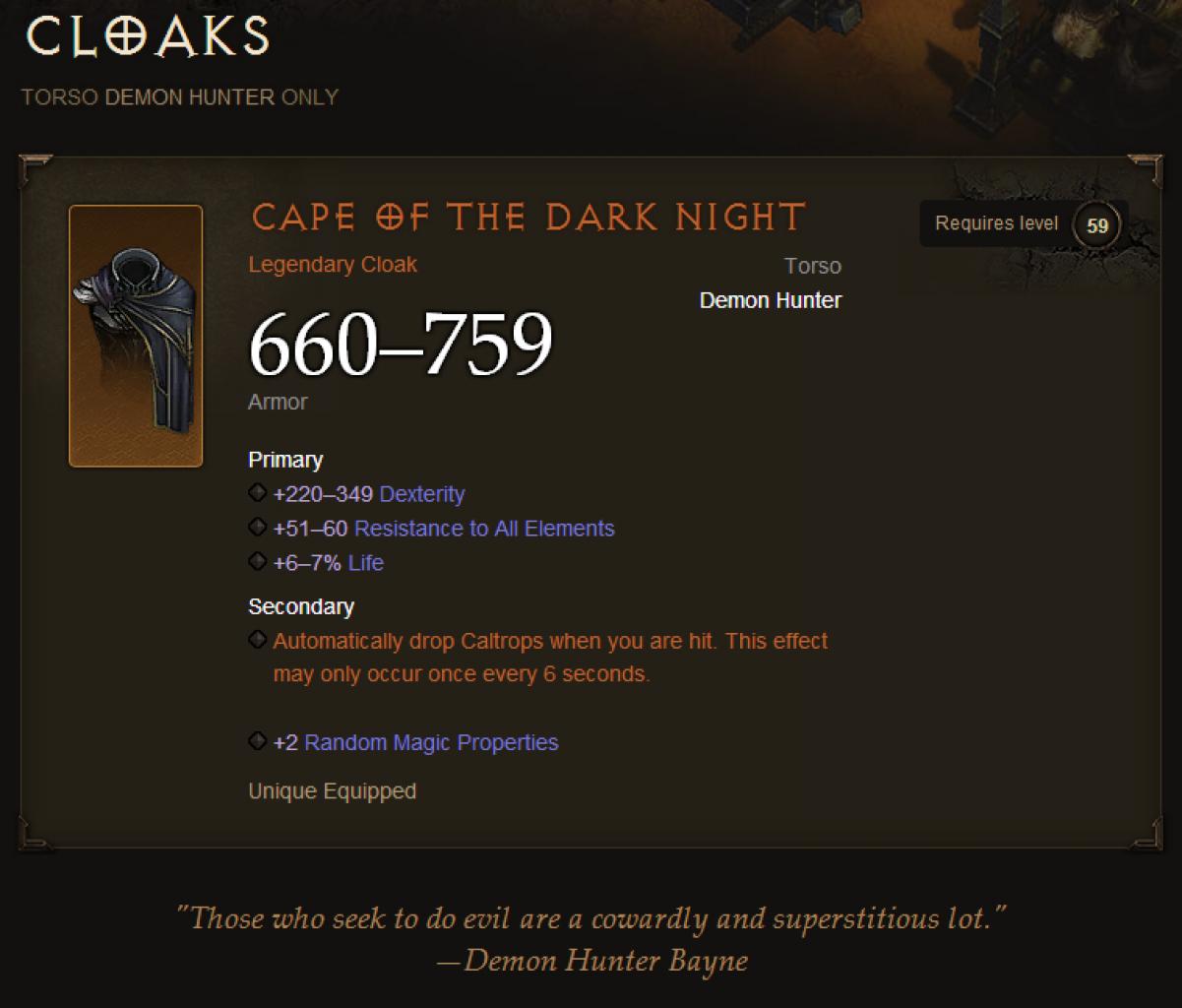 [11/04/2014] Diablo 3: Reaper of Souls - Easter Egg Cape of the Dark Night