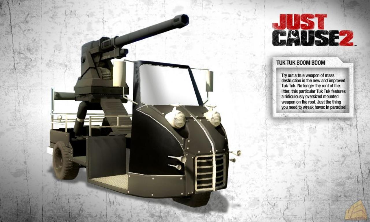[17/04/2014] In Just Cause 2 dürfen wir als Spieler Gebrauch von dieser ausgefallenen Gerätschaft machen. Tuk Tuk Boom Boom ist eine 
