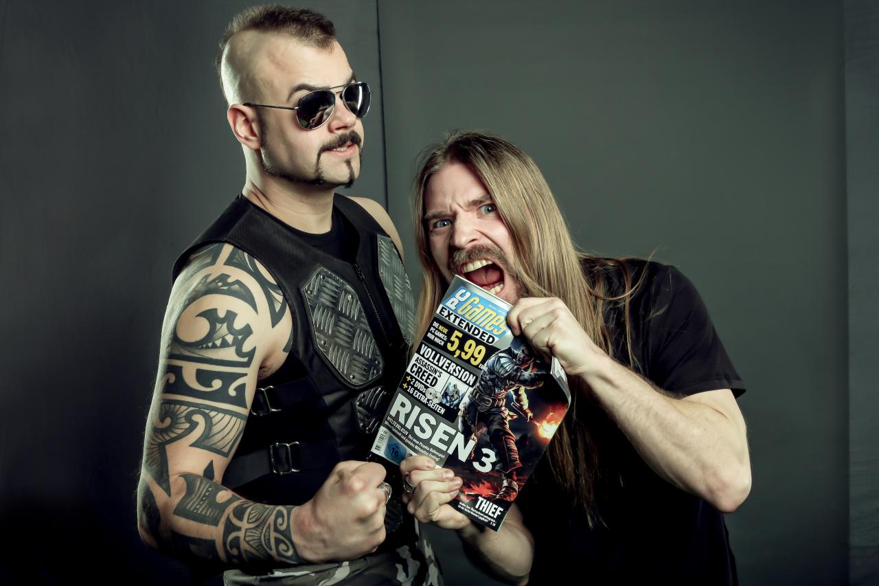 [07/04/2014] Joakim Brodén und Pär Sundström von Sabaton spielen das Action-Rollenspiel Probe - und PC Games schaut ihnen dabei zu. (8)