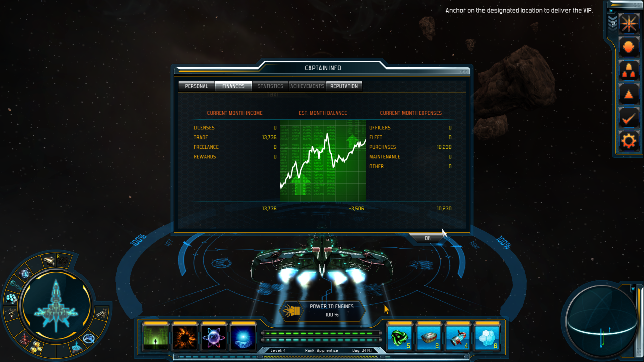 [16/04/2014] Starpoint Gemini 2: Statistiken geben Auskunf über Charakterentwicklung, Profit, Ruf und andere Details.