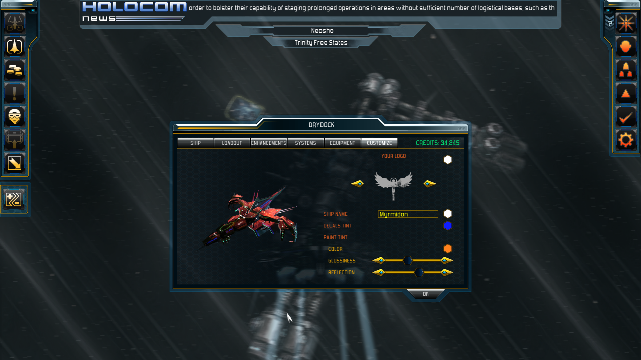 [16/04/2014] Starpoint Gemini 2: Per Customization-Tool passt ihr das Erscheinungsbild eurer Schiffe im Spiel an.