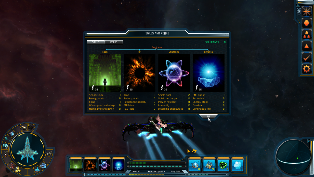 [16/04/2014] Starpoint Gemini 2:Vier Skills mit mehreren Unterpunkten tragen zum Rollenspielelement im Spiel bei. Obendrein gibts auch noch 20 Perks für Spezialisierungen.