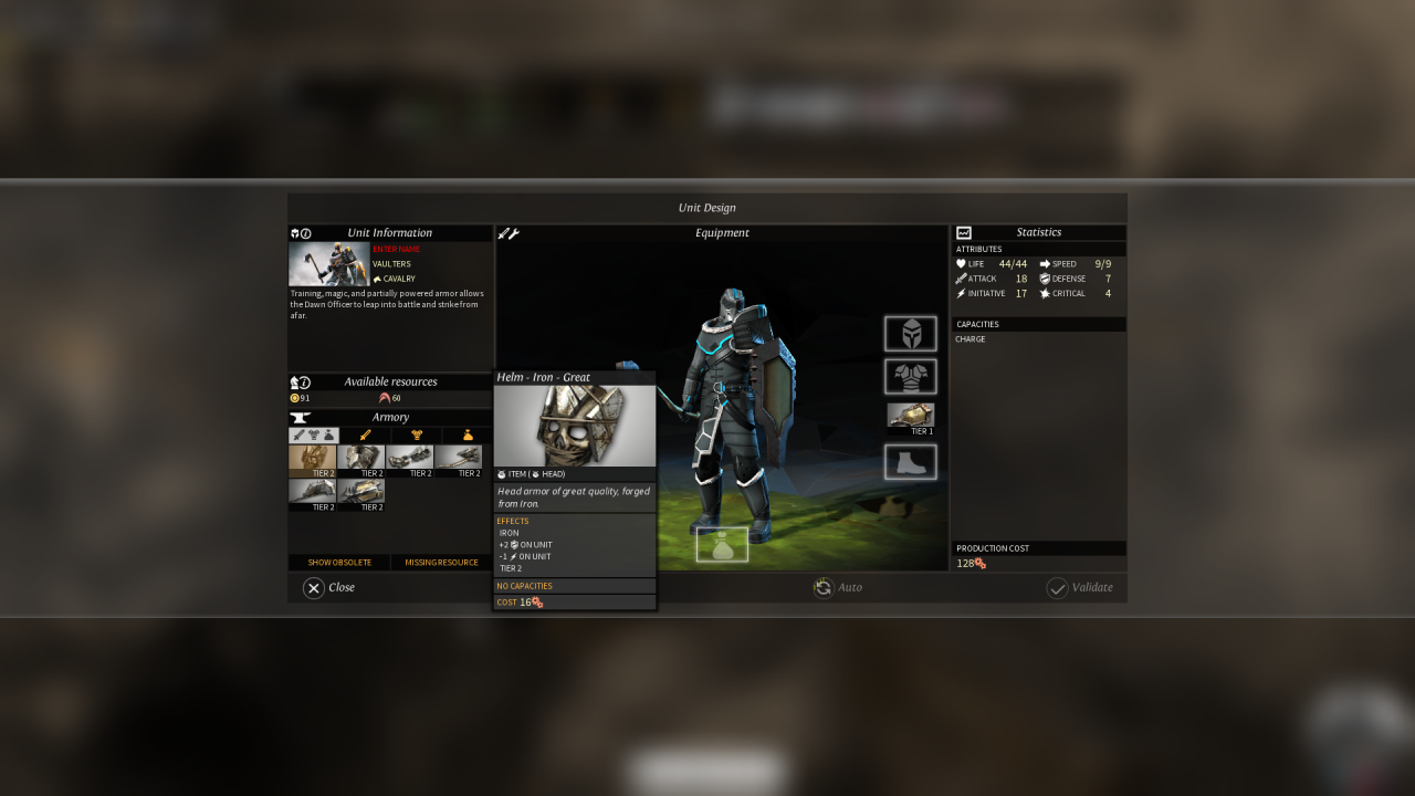 [29/04/2014] Endless Legend: Im Einheiteneditor könnt ihr euer Militär nach Belieben mit neuer Ausrüstung versehen.