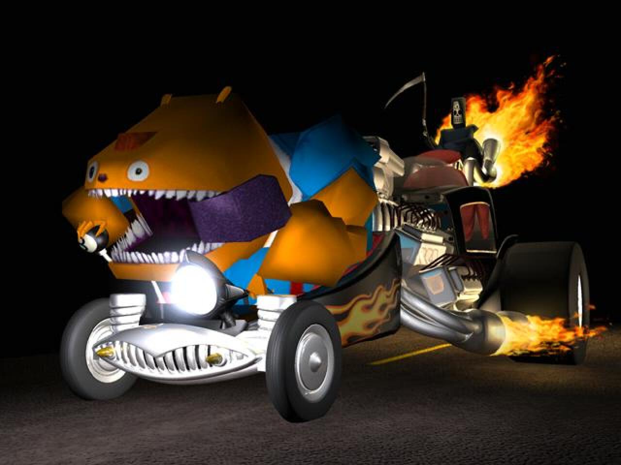 [17/04/2014] In dem Grafik-Adventure Grim Fandango von LucasArts und Tim Schafer geht es grundsätzlich etwas abgedreht zu. Der geniehafte Wahnsinn macht auch vor den Fahrzeugen nicht halt, wie dieses Bild der formschönen Knochenschleuder beweist.
