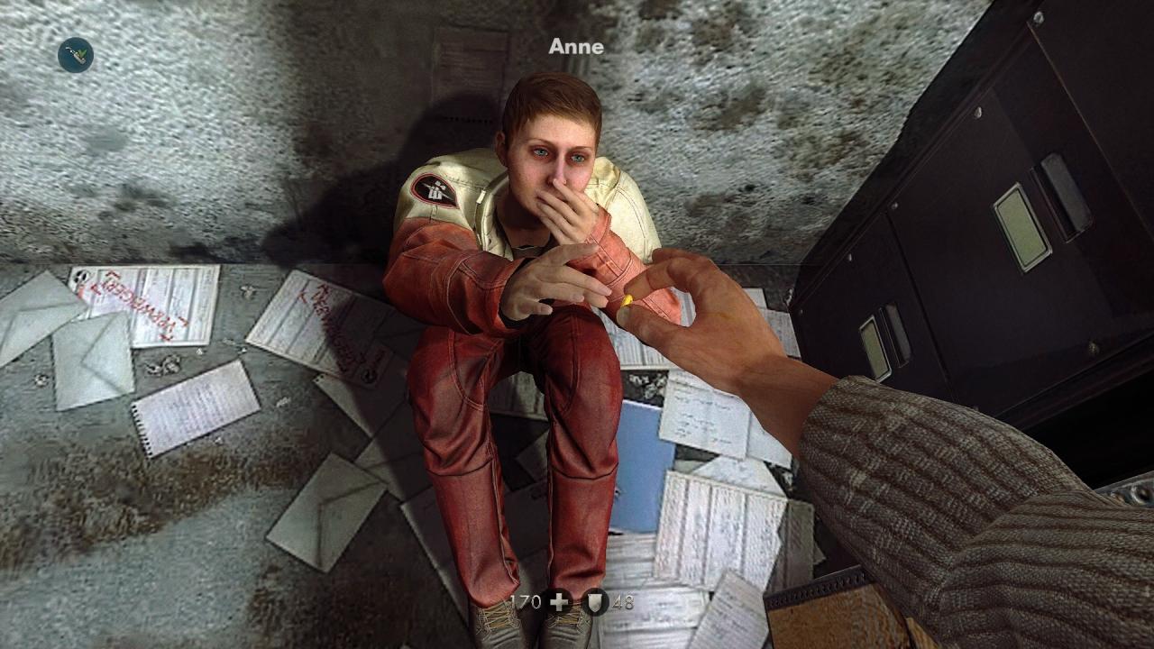 [22/05/2014] Screenshot aus der PC-Version: In einer kurzen Nebenquest sollen wir einer traurigen Frau ihren Ehering zurückbringen. Spielerisch sinnlos, aber trotzdem rührend.