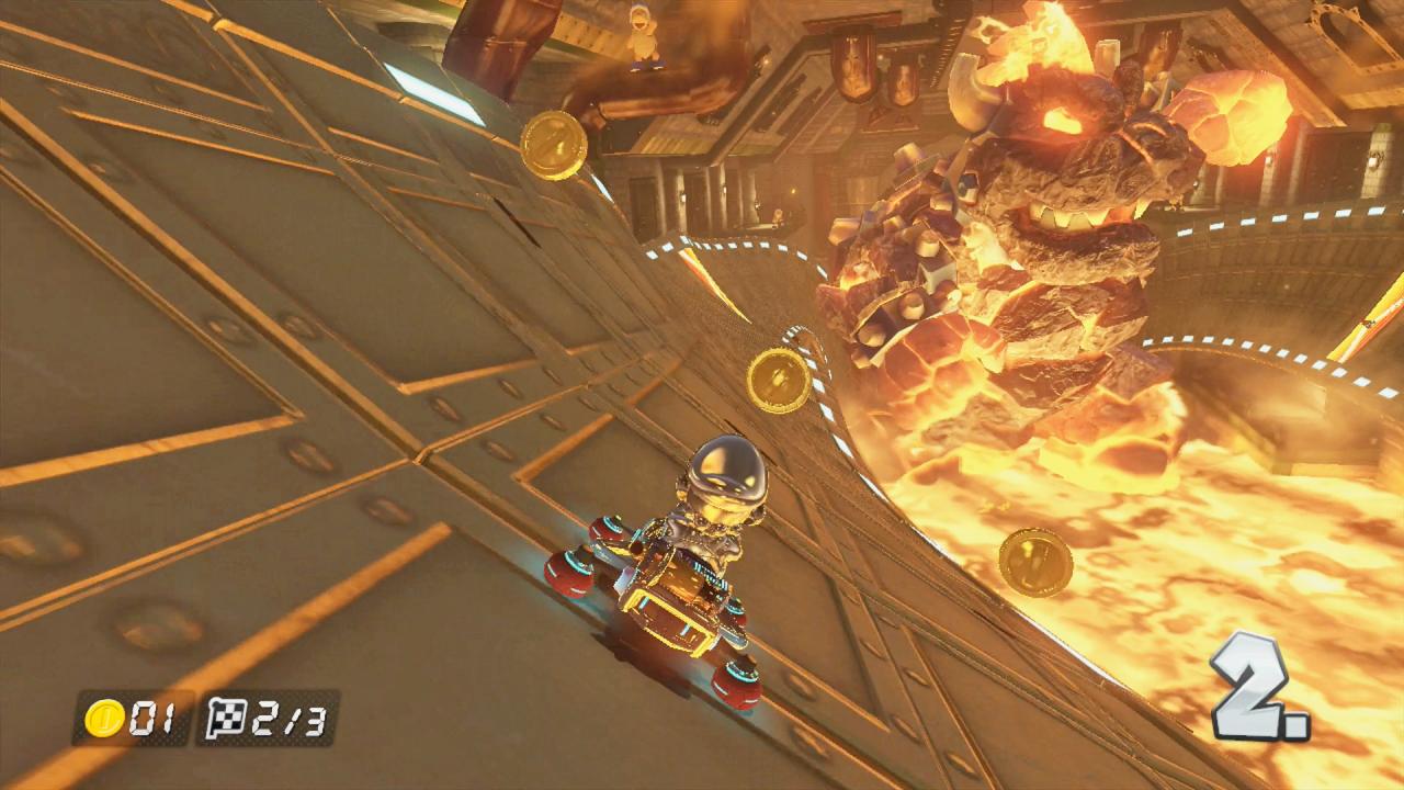 [15/05/2014] Auch Genrekonkurrent Mario ist nicht langsam unterwegs. Unter anderem findet er in Mario Kart zu neuer, motorengetriebener Power. So hängt er jeden Verfolger mit Leichtigkeit ab.