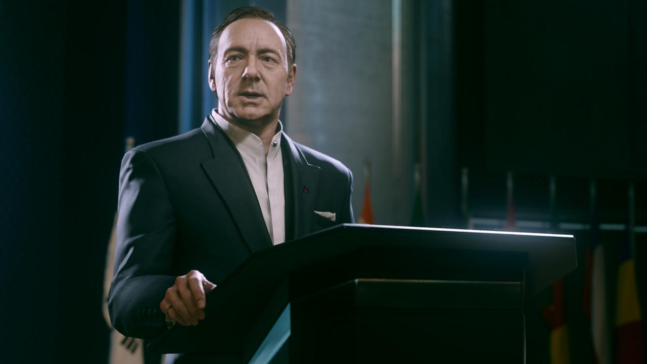 [30/07/2014] Oscar-Preisträger Kevin Spacey gibt sich in Call of Duty: Advanced Warfare die Ehre und spielt dort Jonathan Irons, den Anführer eines privaten Militärunternehmens.