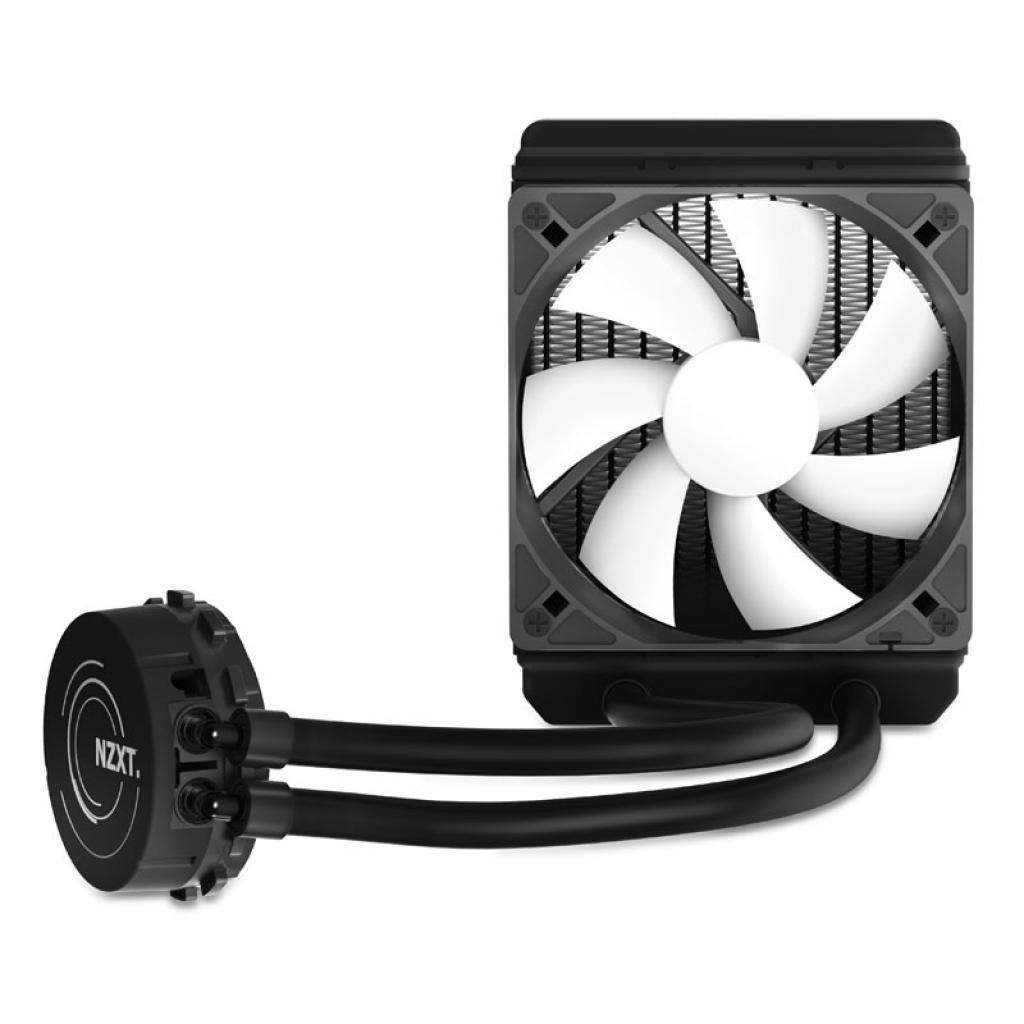 [09/07/2014] Kompakter CPU-Wasserkühler, hier ein NZXT Kraken X31. Rechts die Radiatoreinheit mit Lüfter