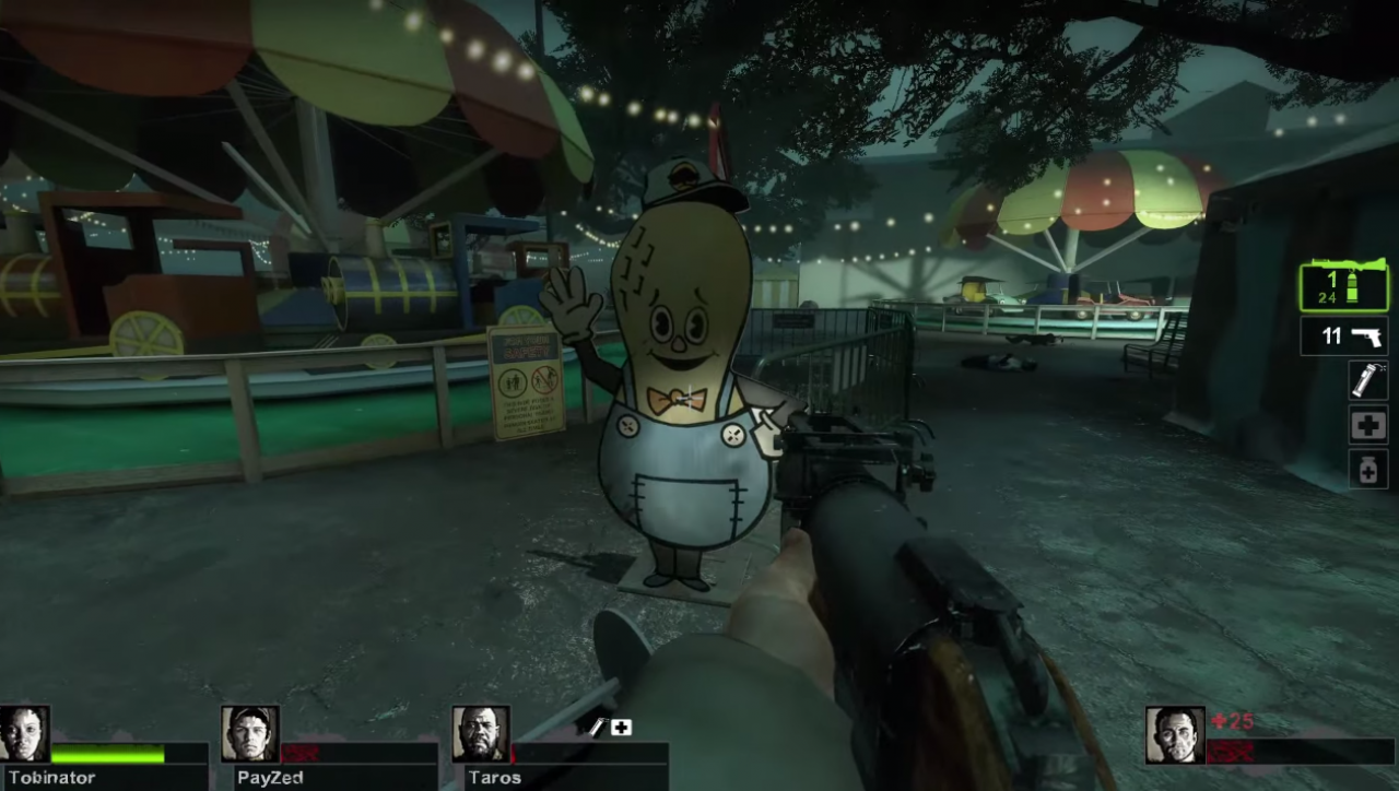 [14/07/2014] Einen Jahrmarkt, der vielleicht nicht so viel Freude bereitet, finden wir in Left4Dead 2. Eigentlich wollen wir uns nur ein bisschen vergnügen, aber dann machen uns die nervigen Zombies wieder einen Strich durch die Rechnung. Überall rennen sie herum und anstatt sich eine Tüte Popcorn oder einen Hotdog zu kaufen, wollen sie stattdessen lieber an uns herum knabbern. Da hilft nur noch 