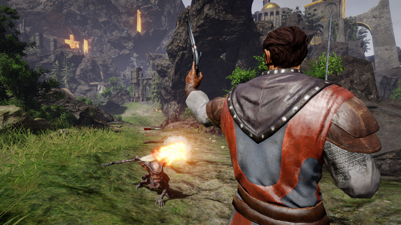 [08/08/2014] Risen 3: Schmutzige Tricks, wie hier ein Pistolenschuss, helfen uns bei den Kämpfen.