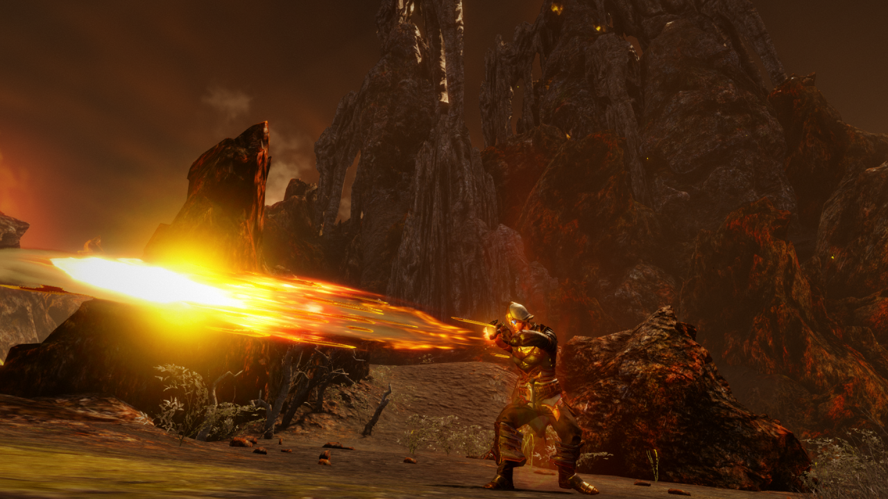 [08/08/2014] Risen 3: Gestatten, Feuermagie - die Flammenfaust setzen wir wie eine Waffe mit der rechten Hand ein.