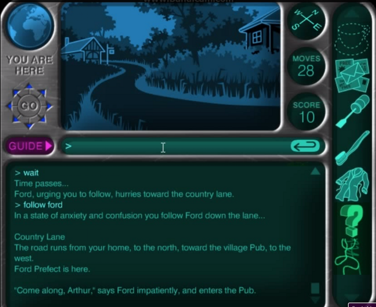 [25/08/2014] Schon früher konnte das Text-Adventure zur Buchreihe von Douglas-Adams überzeugen. Heute sind solche textbasierten Games vielleicht nicht mehr der neueste Schrei, aber mit der von Fans erstellten Benutzeroberfläche macht The Hitchhiker's Guide to the Galaxy gleich viel mehr Spaß.