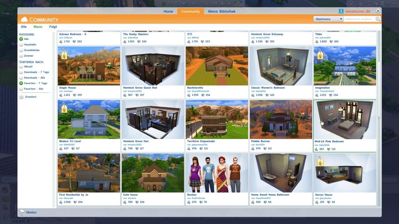 [08/09/2014] Aus der Galerie laden wir Sims, Zimmer und Häuser anderer Spieler herunter - kostenlos.