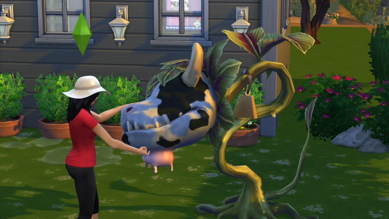 [08/09/2014] Auch Die Sims 4 hat wieder einen wunderbar schrägen Humor wie diese Kuhpflanze beweist.
