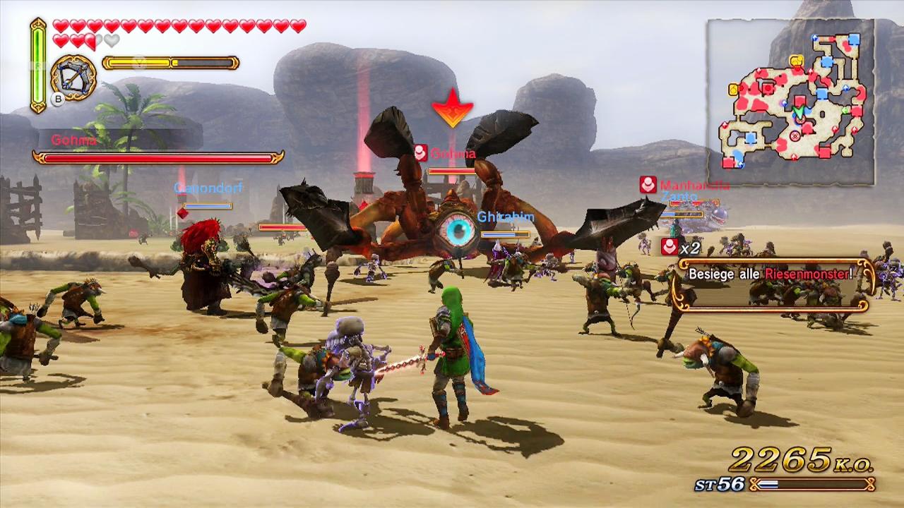 [18/09/2014] Was für ein ungewohntes Bild: Link und Ganondorf treten gemeinsam gegen eine Gohma-Spinne an. Monster wie diese tauchen öfters im Spiel auf.