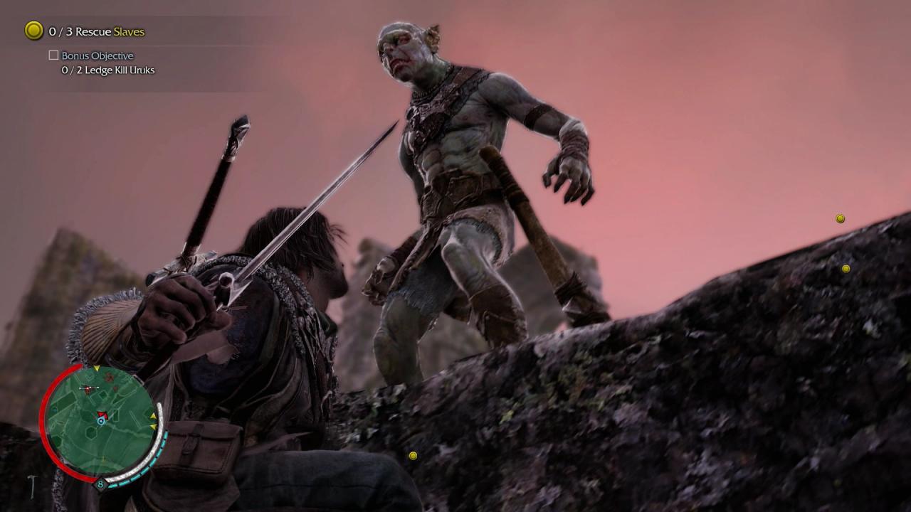 [19/09/2014] Das Schleichen und lautlose Ausschalten der Grünhäute geht gut von der Hand. Die blinde und taube Gegner-KI stellt aber keine Herausforderung dar. (PS4)