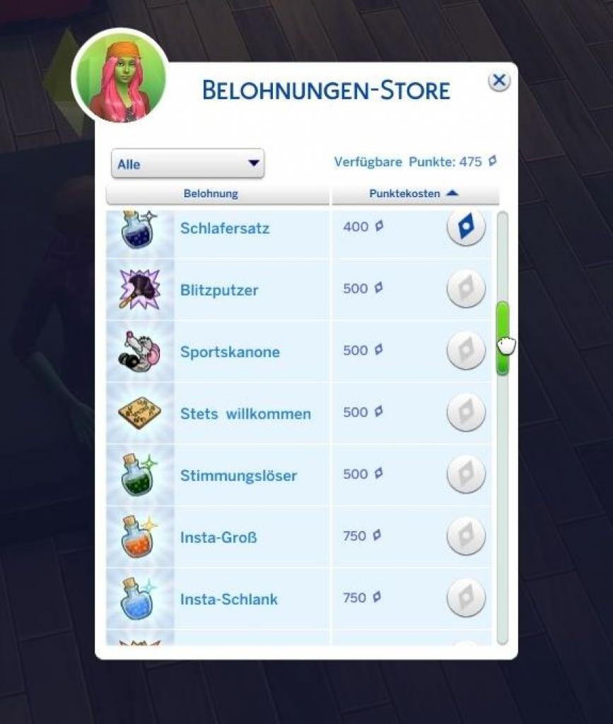 [02/09/2014] Wie in Die Sims 3 bekommt ihr für das Erfüllen von Wünschen Punkte, mit denen ihr zeitsparende Boni erwerbt.