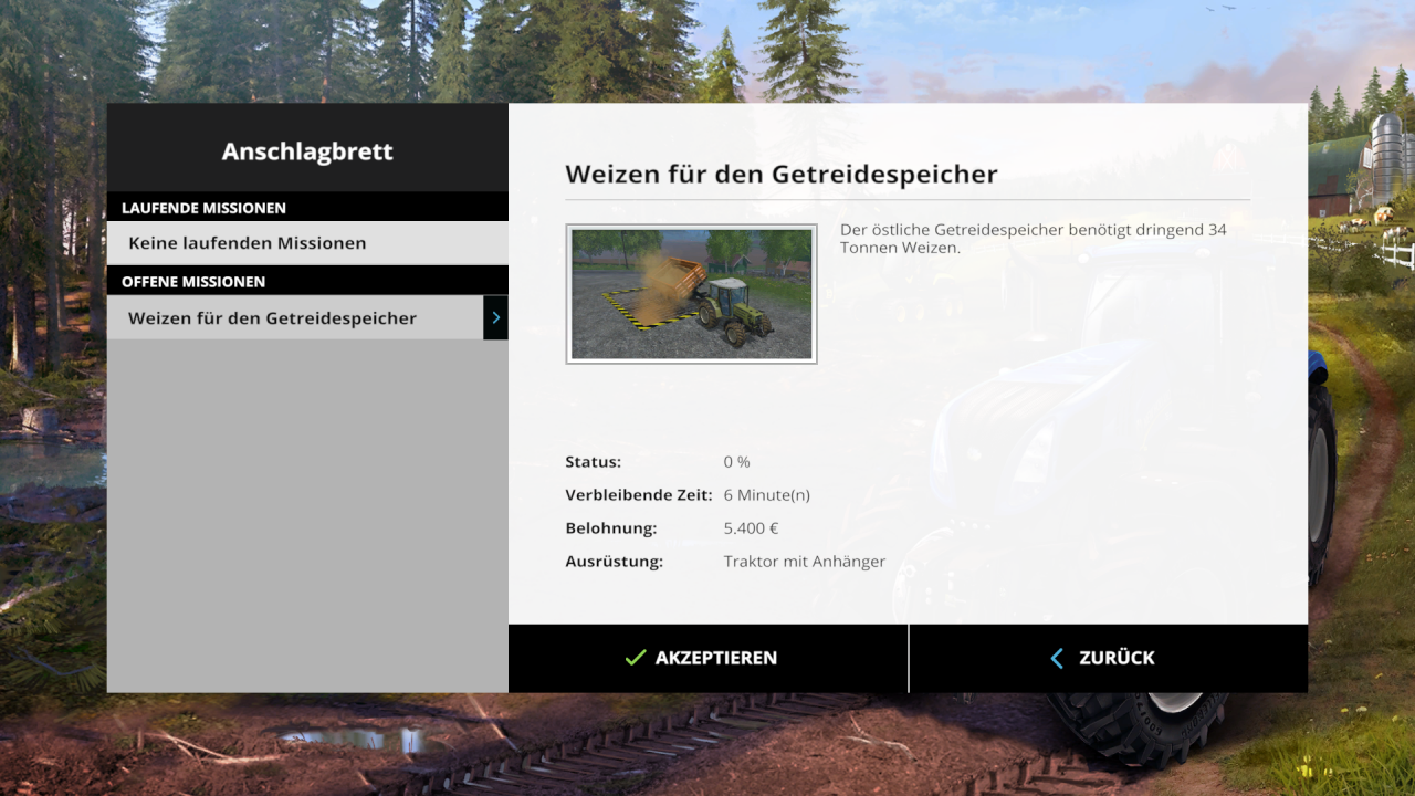 [29/10/2014] Landwirtschafts-Simulator 15: Auf Anschlagtafeln findet ihr immer wieder Missionen, die recht zeitkritisch gehalten sind.