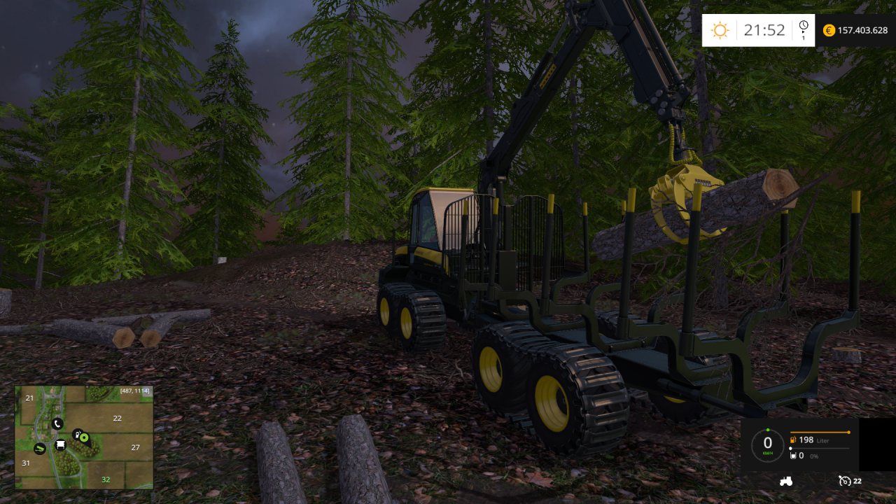 [29/10/2014] Landwirtschafts-Simulator 15: Mit dem Forwarder könnt ihr Stamm-Abschnitte verladen. Hier stellt sich allerdings die Physik manchmal quer und obendrein müsst ihr bei dieser Maschine ein gutes Händchen beweisen, um es perfekt zu bedienen.
