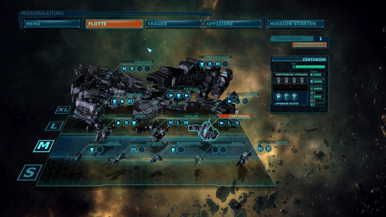 [01/10/2014] Zwischen Missionen verbessern wir unsere Schiffe mit Upgrades.