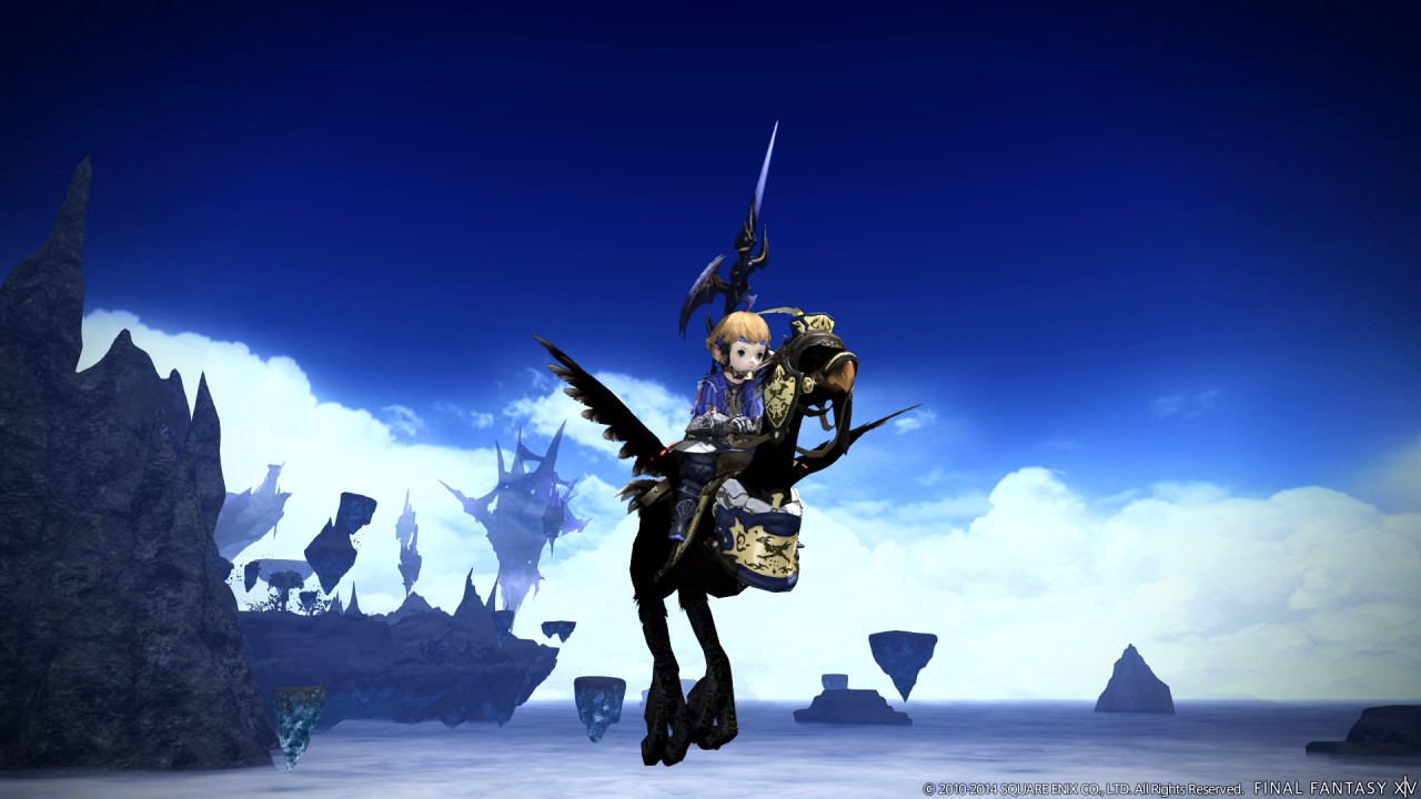 [06/11/2014] Neu: Der schwarze Chocobo wird das erste Reittier sein, mit dem sich die Helden in der Erweiterung Heavensward in die Lüfte schwingen. Sechs weitere sollen aber noch folgen. Was da wohl noch auf uns zukommt?