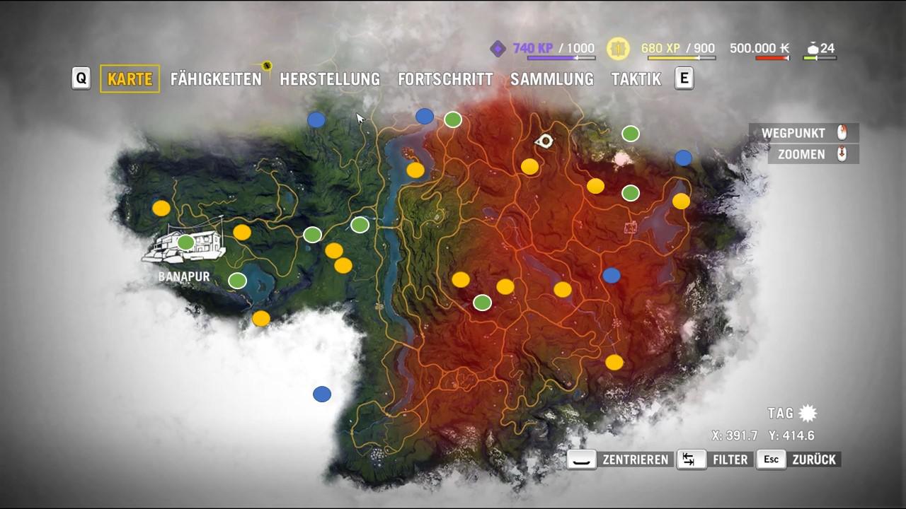 [21/11/2014] Far Cry 4 Sammelobjekte - Tagebücher (grün), Manimühlen (gelb) und verlorene Briefe (blau)