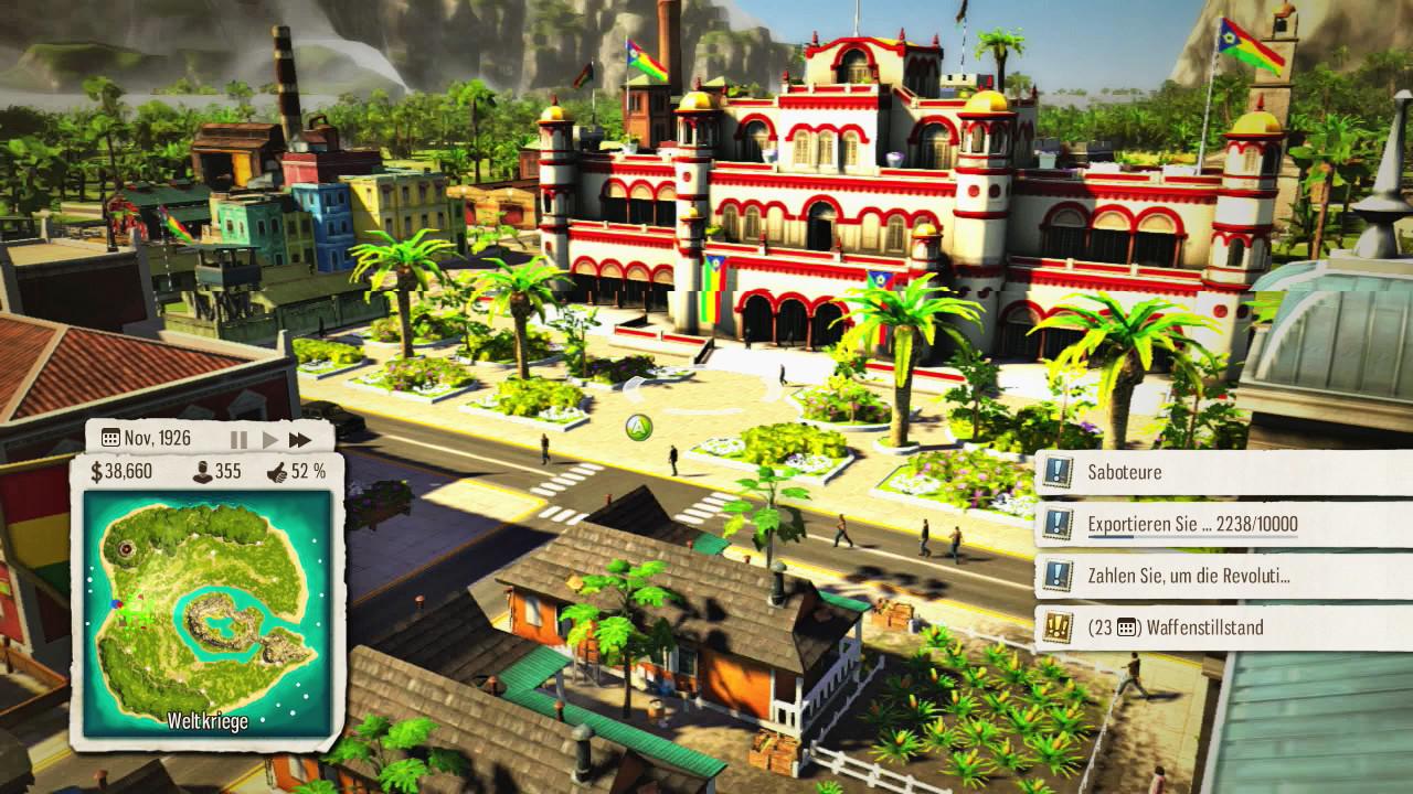 [07/11/2014] Matschig: Auf einem Windows-Rechner gehört Tropico 5 zu den grafisch schönsten Spielen im Genre. Auf der Xbox 360 ist die Präsentation dagegen scheußlich.