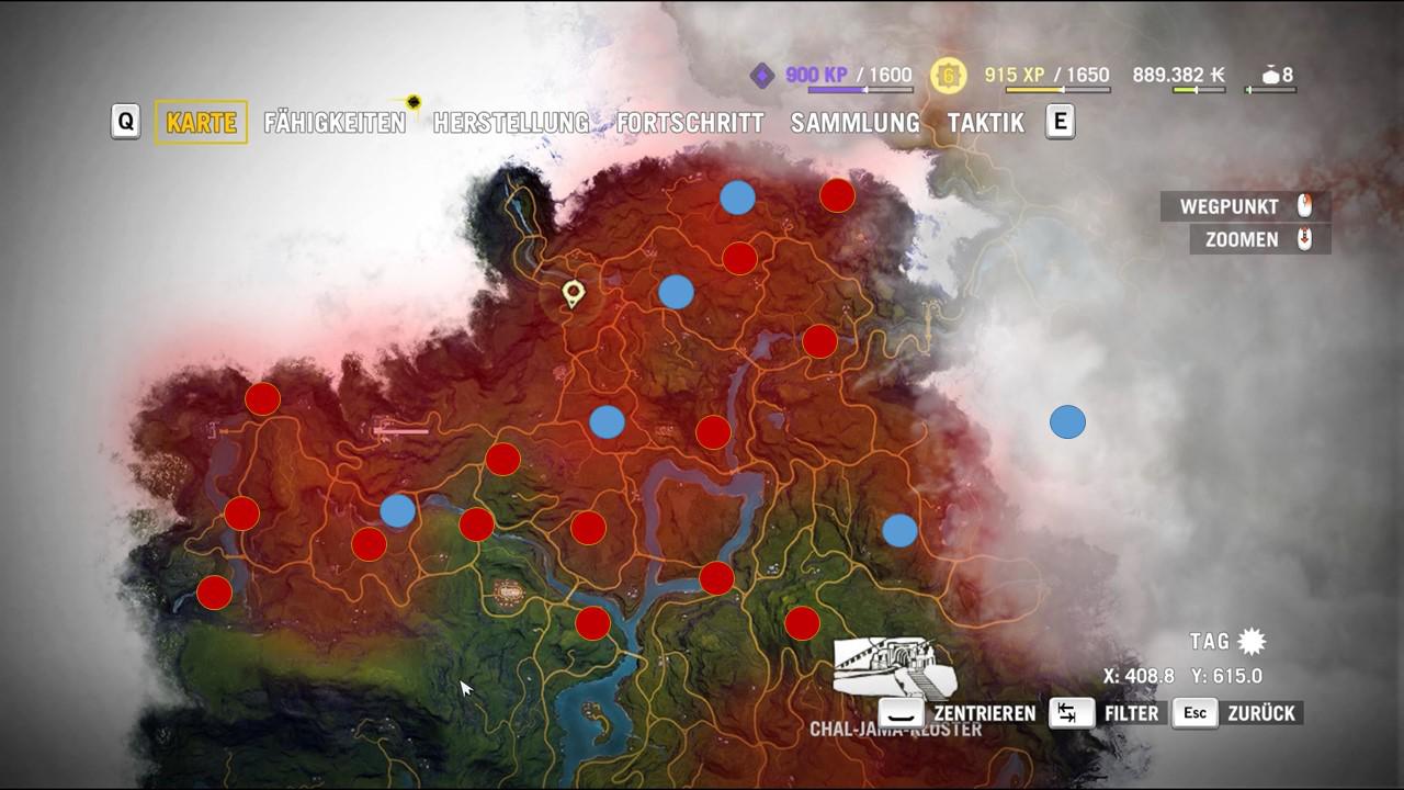 [21/11/2014] Far Cry 4 Sammelobjekte - Yalung-Masken (rot) und verlorene Briefe (blau)