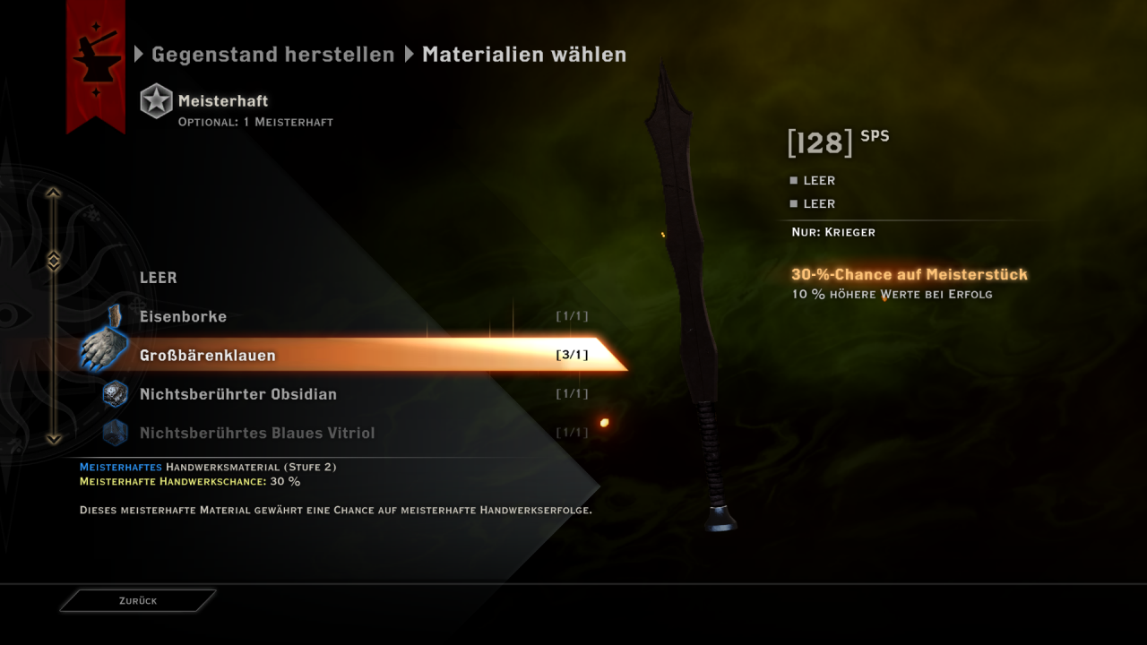 [10/11/2014] Dragon Age: Inquisition im Test - Die einzelnen Materialien für das Crafting besitzen jeweils unterschiedliche Eigenschaften.
