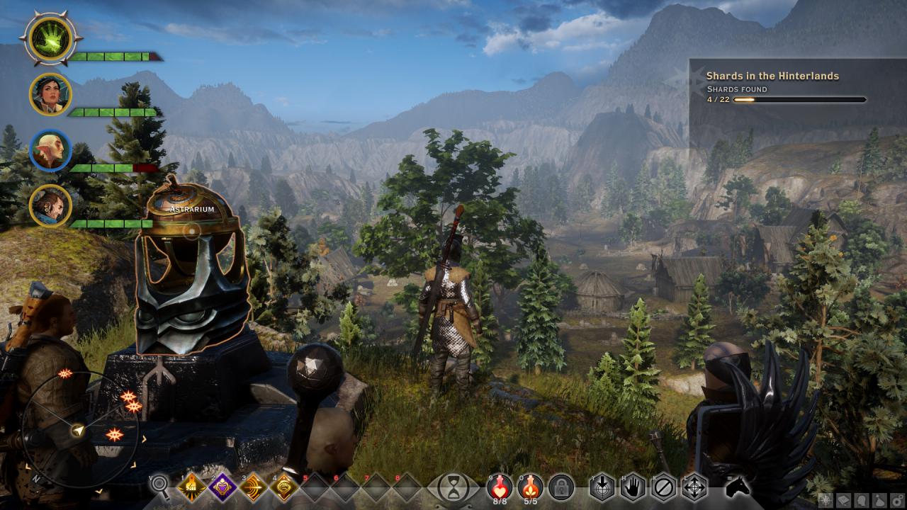 [10/11/2014] Quest-Umfang und Spielwelt - Als Gigantisch lässt sich die Spielwelt und Quest-Dichte in Dragon Age: Inquisition beschreiben. Offensichtlich inspiriert von Bethesdas Elder Scrolls-Reihe gibt es viel zu tun, wenn auch Sammelaufgaben und für einen Inquisitor triviale Aufgaben nicht immer motivierend sind. Entgegen dem Komplettierungsdrang empfiehlt sich explizit denen, die gelangweilt durch die Hinterlanden stapfen, mal die Fühler auszustrecken und zwischendurch die Handlung zumindest ein Stück voranzutreiben und andere Charaktere zu rekrutieren, bevor ihr 30 Stunden in die Hinterlanden allein investiert.
