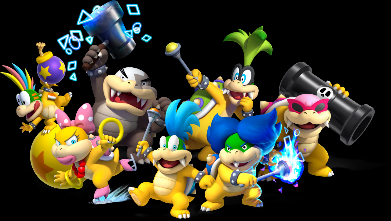 [16/11/2014] Die 7-köpfige Bande der Koopalinge sind die Schergen von Bowser, die uns seit Super Mario Bros. 3 das Leben in verschiedenen Super Mario-Spielen schwer machen. Dabei denken sich Larry, Morton, Wendy, Iggy, Roy, Lemmy und Ludwig immer wieder neue Dinge aus, um uns terrorisieren zu können.