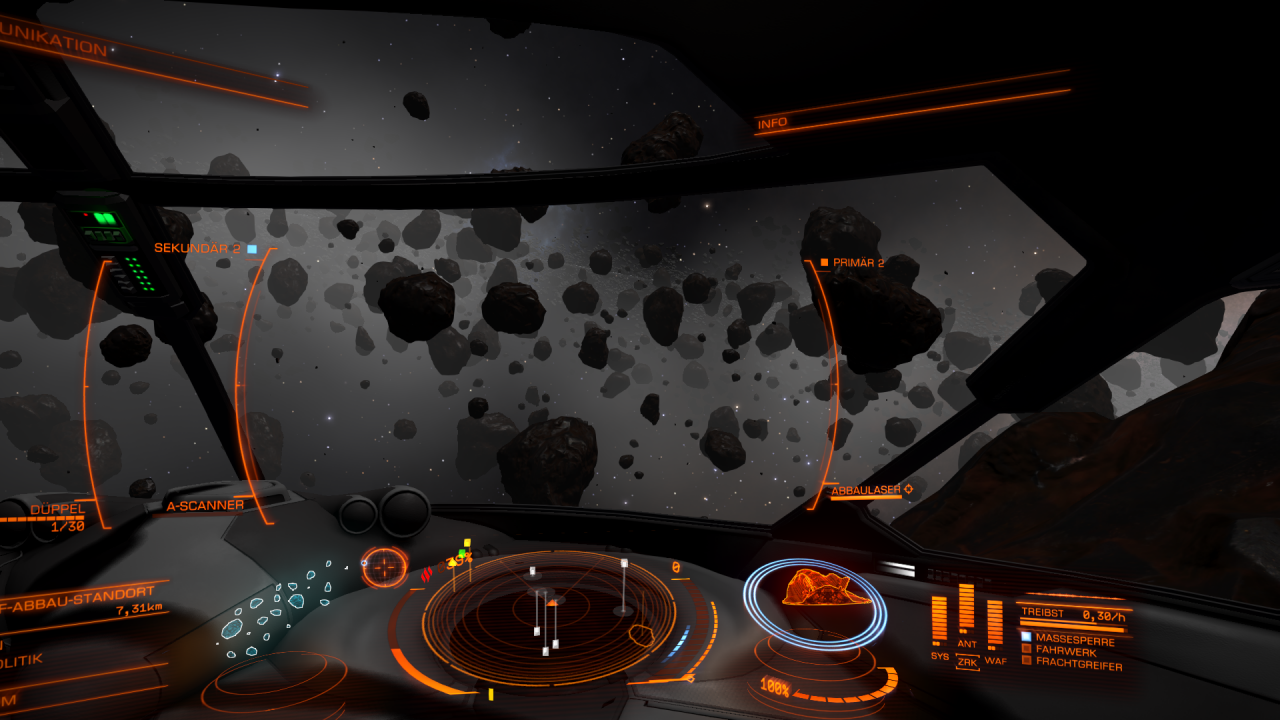 [21/12/2014] Elite: Dangerous - In solchen Asteroidengürteln könnt ihr Erze und Metalle zutage fördern.