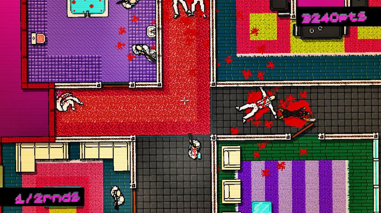 [02/12/2014] Trashige Grafik und übertriebene Blutfontänen machen Hotline Miami zu einem besonderen Actionspiel.