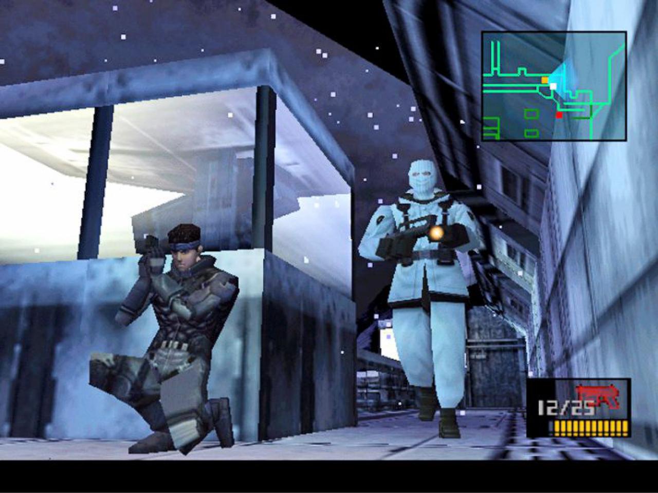 [03/12/2014] Das Titelthema von Metal Gear Solid wird im Spiel einprägsam variiert. Das Motiv wird auch in späteren Teilen der Serie aufgegriffen.